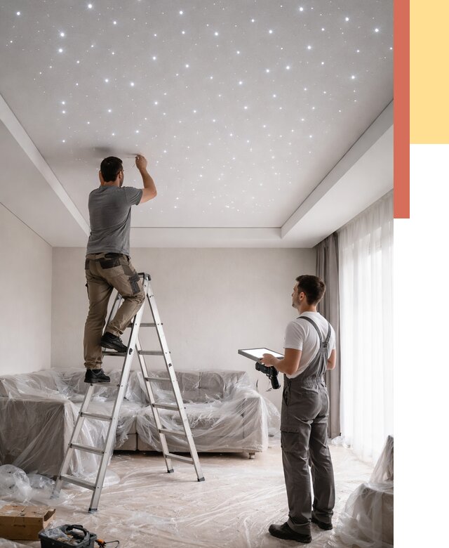 Монтаж натяжного потолка «звездное небо» в Северске от 6757 руб. | ОТДЕЛОЧНИК-Свк