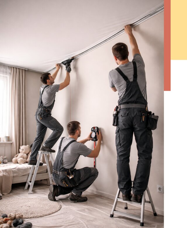 Монтаж натяжного потолка в детской в Северске от 3638 руб. — быстро и недорого | ОТДЕЛОЧНИК-Свк