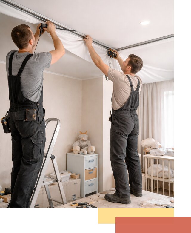 Монтаж натяжного потолка в детской комнате в Северске