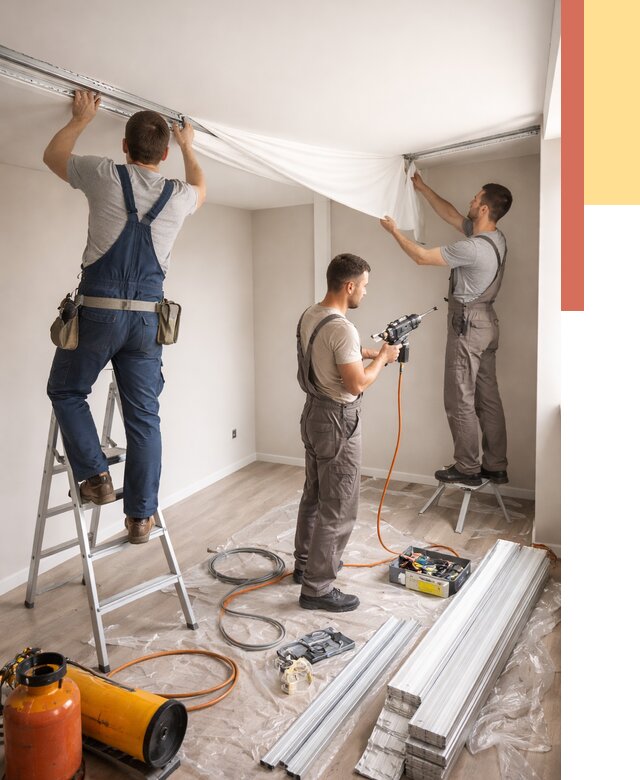 Монтаж натяжного потолка в студии в Северске от 5717 руб. — быстро и недорого | ОТДЕЛОЧНИК-Свк