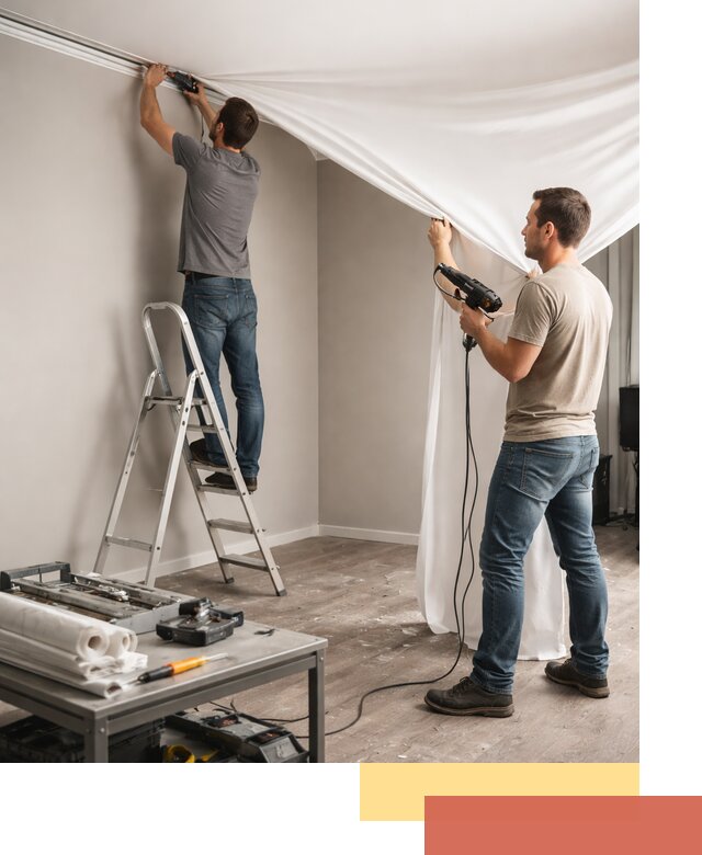 Монтаж натяжного потолка в студии в Северске