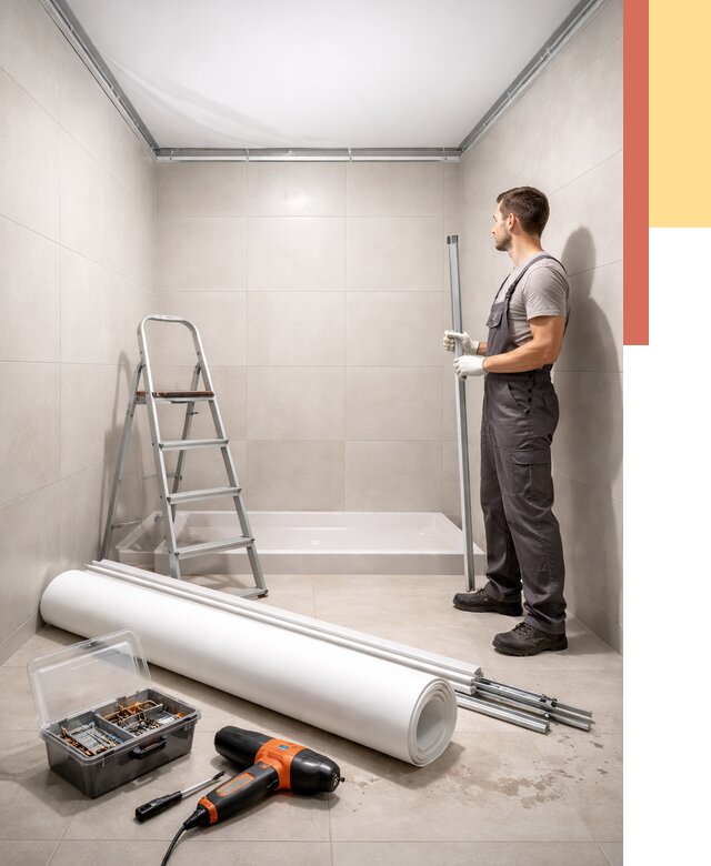 Монтаж натяжного потолка в санузле в Северске от 1923 руб. — ОТДЕЛОЧНИК-Свк