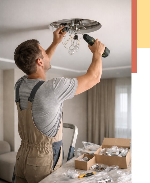 Установка люстры в натяжной потолок в Северске от 1247 руб. | Быстро и недорого — ОТДЕЛОЧНИК-Свк