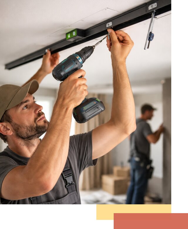 Установка трековых светильников в натяжной потолок в Северске