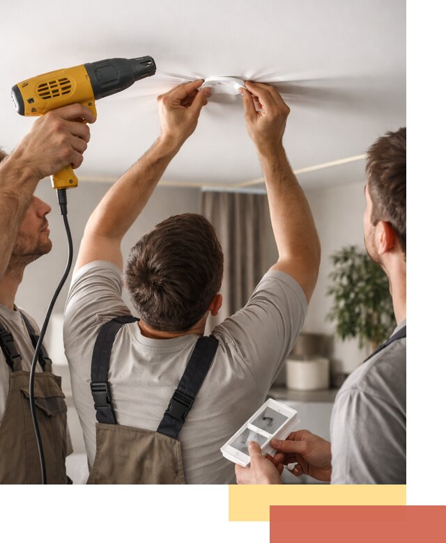 Ремонт прокола полотна натяжного потолка в Северске