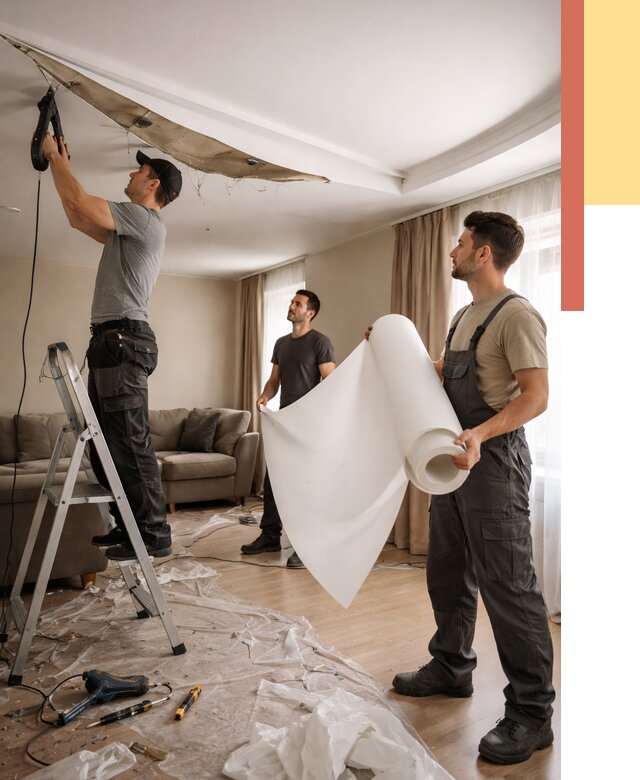 Замена полотна натяжного потолка в Северске от 9875 руб. быстро и недорого | ОТДЕЛОЧНИК-Свк