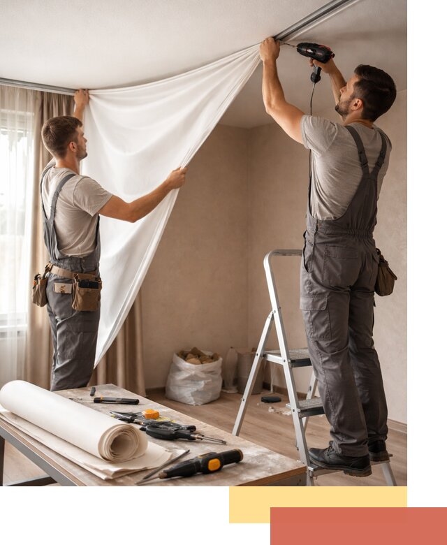 Замена полотна натяжного потолка в Северске быстро и качественно