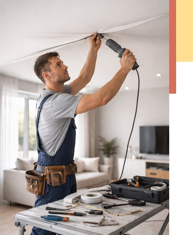 Ремонт натяжных потолков в Северске от 9875 руб. под ключ — ОТДЕЛОЧНИК-Свк