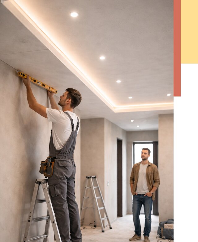 Потолок из гипсокартона с подсветкой в Северске от 780 руб./м2 под ключ | ОТДЕЛОЧНИК-Свк