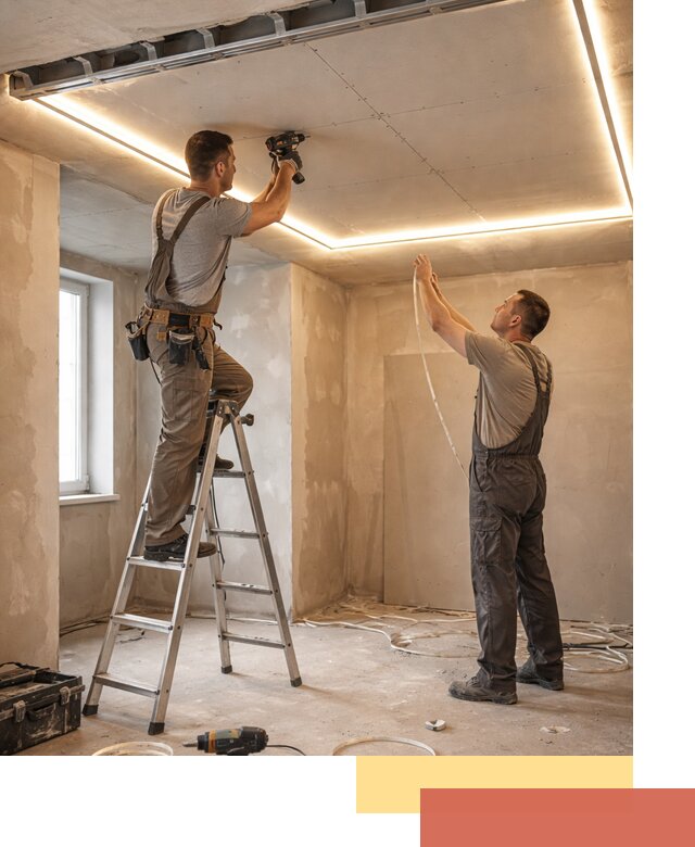 Потолок из гипсокартона с подсветкой в Северске