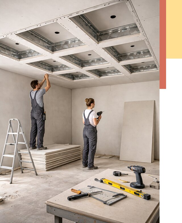 Кессонный потолок из гипсокартона в Северске от 1923 руб. — монтаж и под ключ | ОТДЕЛОЧНИК-Свк