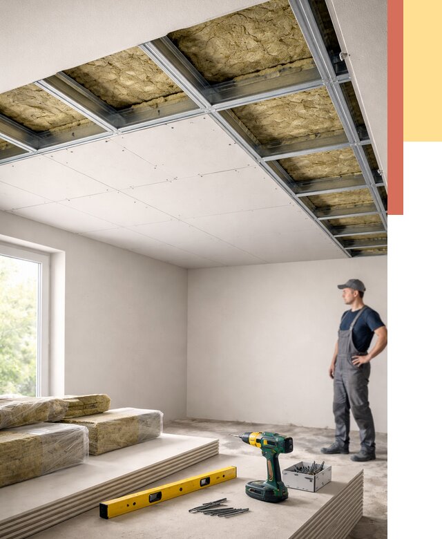 Звукоизоляция потолка ГКЛ в Северске от 988 руб. — монтаж под ключ | ОТДЕЛОЧНИК-Свк