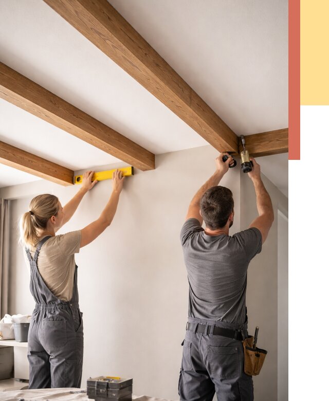 Монтаж декоративных балок на потолок в Северске от 4366 руб. — ОТДЕЛОЧНИК-Свк